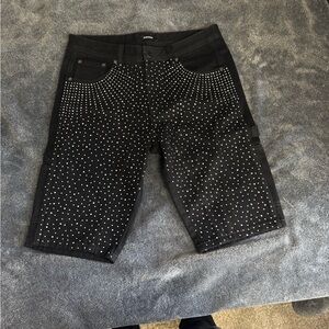 Black Rhinestone Jorts